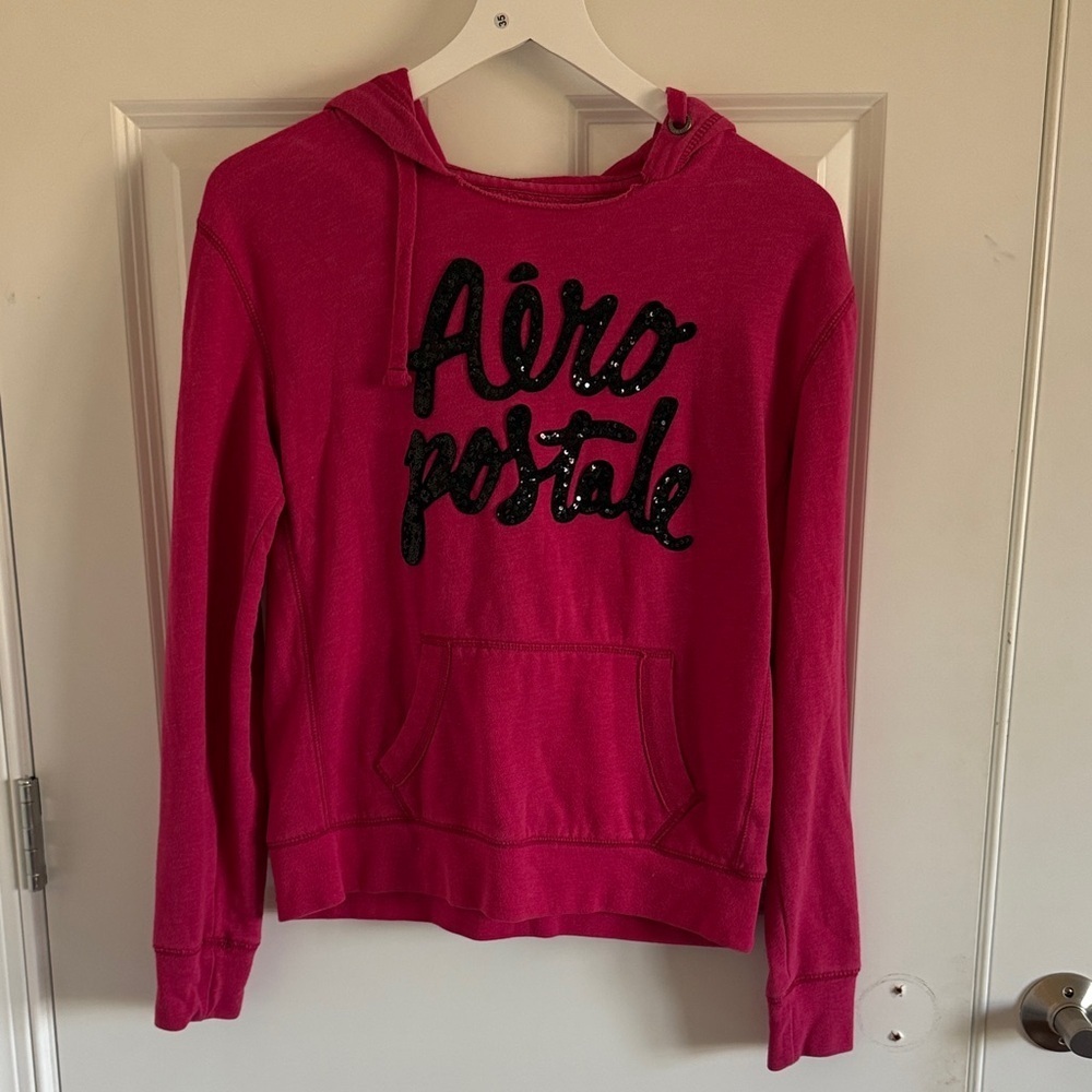 Aeropostale Seqin Hoodie Vibrant Pink Sweatshirt Size Medium Y2K
